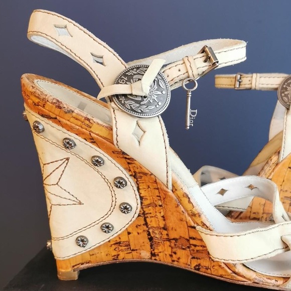 Authentic Dior Gaucho Vintage Cork Wedges – Size 37 (Good Condition) - Picture 3 of 11